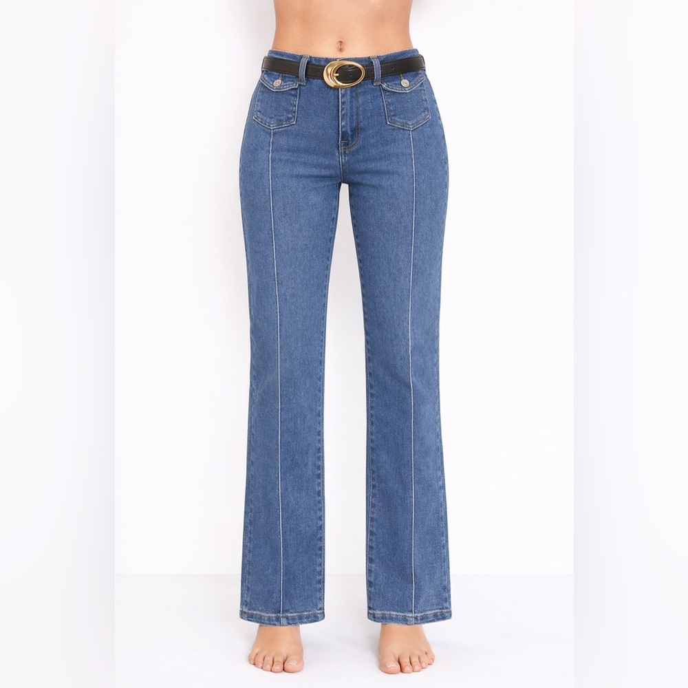 Sandpiper Petite High-Waist Wide Leg Blue Jeans - Women